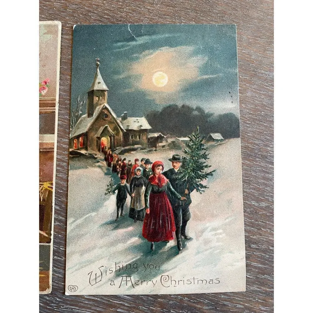 Vintage Christmas 1910's Postcard lot of 2